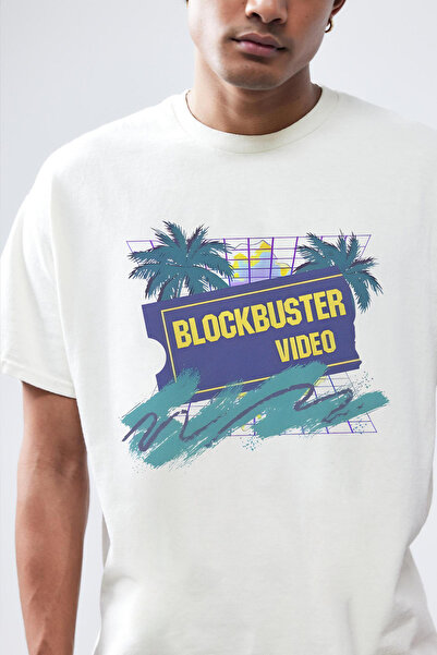 Tee&more. Tricou premium unisex oversize cu imprimeu retro Blockbuster