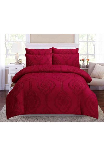 Comfy KING SIZE 6PC COTTON SOFT & COMFORTABLE EMBROIDERED LUXURIOUS COMFORTER SET MAROON