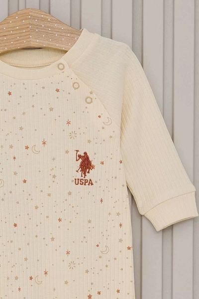 Marsilyan Baby Girl Long Sleeve Jumpsuit Without Booties Cream
