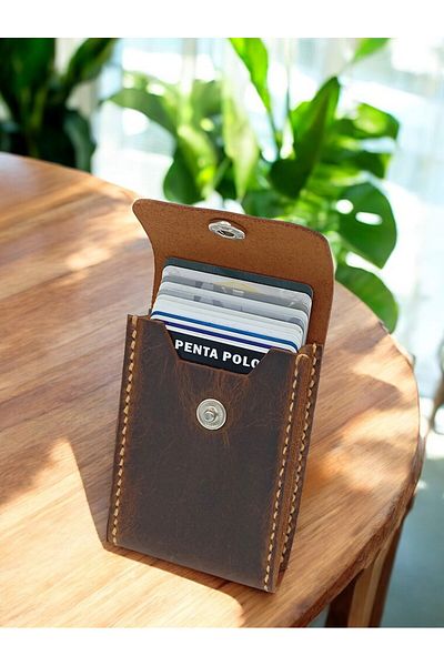 PENTA POL - O Cronder Genuine Leather Vertical Model Box Card Holder