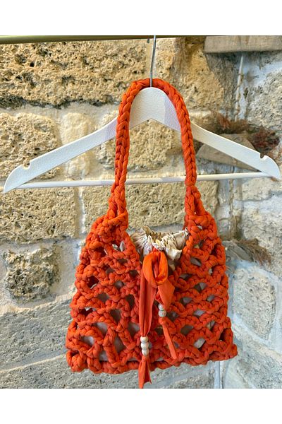 Nora Hand Knitted Bagged Mesh Combed Cotton Rope Shoulder Bag