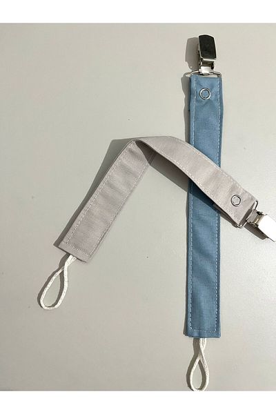 melsia Baby Pacifier Strap Set - 2 Pieces - Blue - Beige