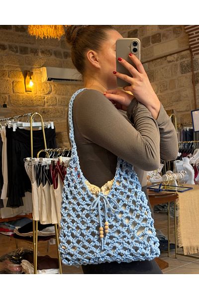 Nora Hand Knitted Bagged Mesh Combed Cotton Rope Shoulder Bag