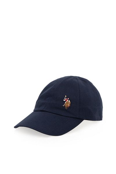 U.S. Polo Assn. Американска поло асоциация. ТЪКАН ПЛАТ ШАПКА В ТЪМНОСИН ЦВЕТЕН ЦВЕТ