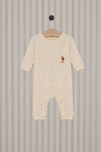 Marsilyan Baby Girl Long Sleeve Jumpsuit Without Booties Cream