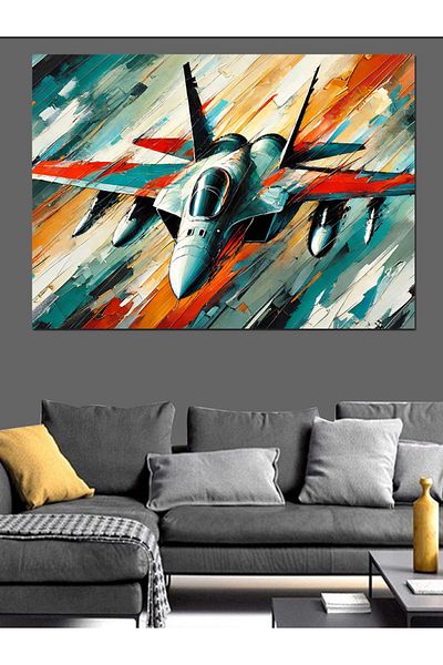 Tablomega Διακοσμητικός καμβάς Fast Flying Fighter Plane - Ξύλινος πίνακας MDF