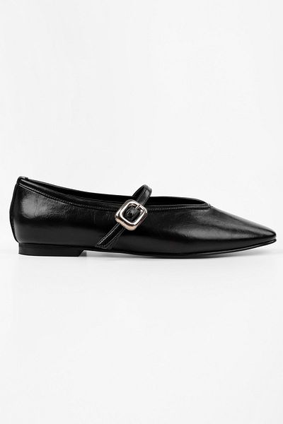 Shoeberry Women's Lorien Black Skin Ballerinas