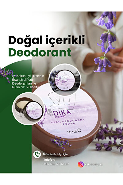 Dika Naturel Krem Deodorant Pudra Doğal İçerikli 50 ml Ter Kokusu Önleyici