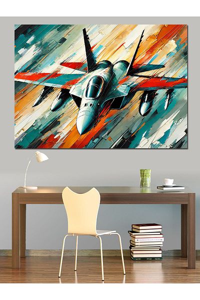 Tablomega Διακοσμητικός καμβάς Fast Flying Fighter Plane - Ξύλινος πίνακας MDF