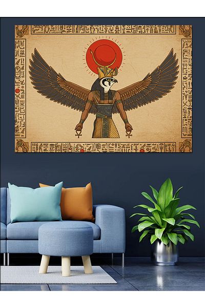 Tablomega Pânză decorativă cu figură cu aripi tematică egipteană - pictură din lemn MDF