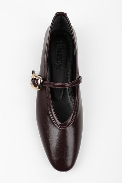 Shoeberry Women's Lorien Burgundy Skin Ballerina Shoes