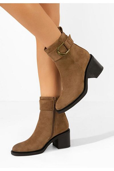 B T Shoes Women's ankle boots with Driana V4 khaki heels
