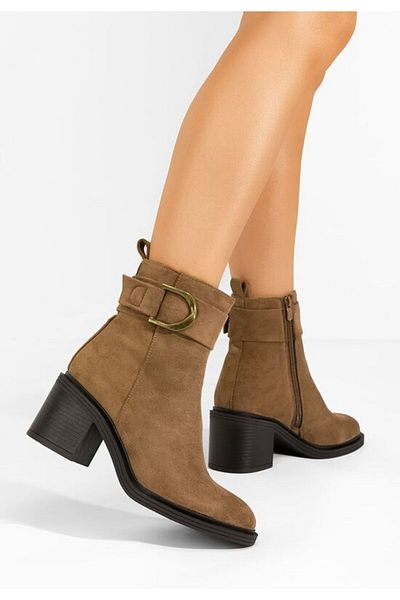 B T Shoes Women's ankle boots with Driana V4 khaki heels