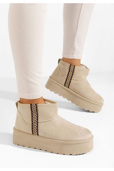 B T Shoes Cizme tip ugg cu platformă Liley bej