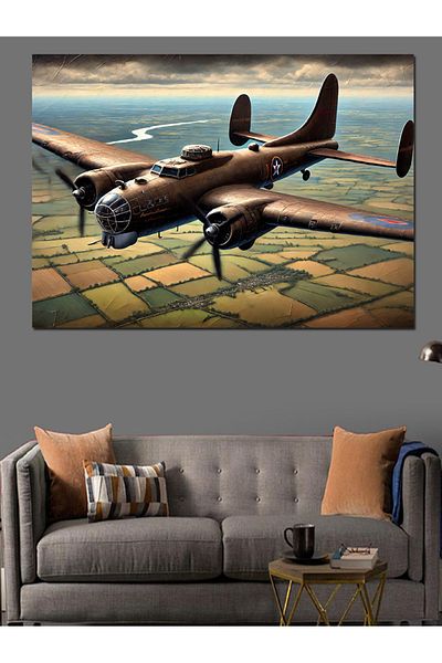 Tablomega Pânză decorativă cu design de avion de luptă vechi - pictură din lemn MDF