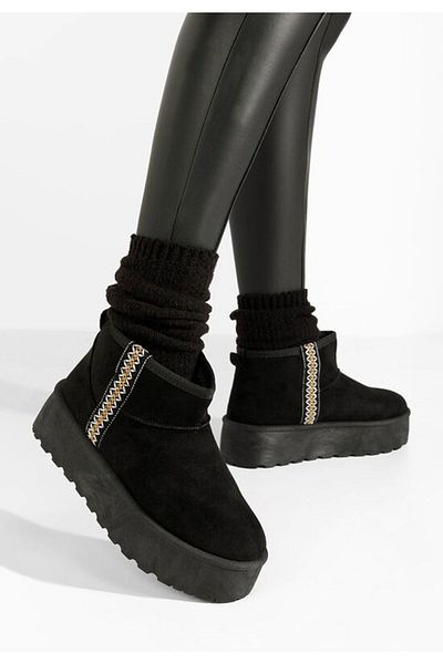B T Shoes Cizme tip ugg cu platformă Liley negre