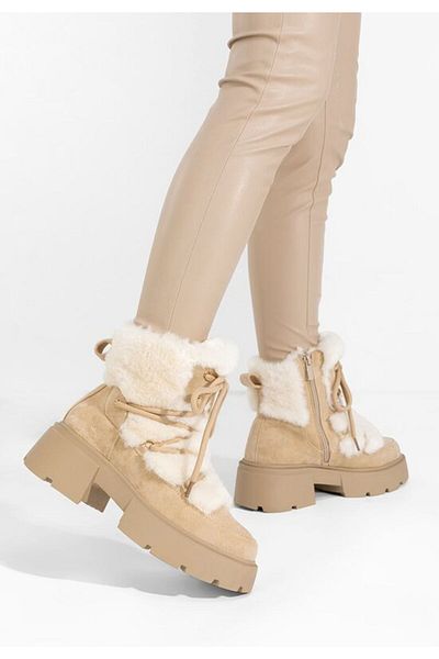 B T Shoes Ghete imblanite dama Aslyn bej