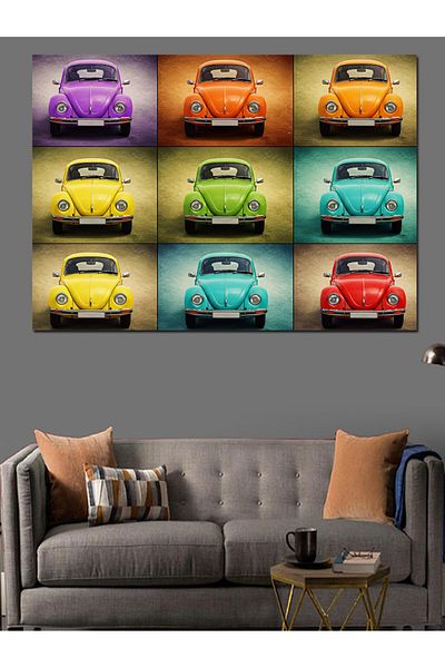 Tablomega Pop-Art Colorate Mașini Clasice Pânză Decorativă - Lemn MDF Pictat