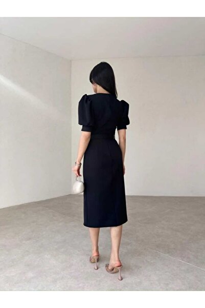 MODA DURAĞI GİNA Kemerli Midi Kaliteli Elbise