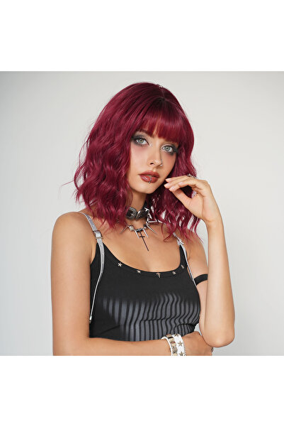 Fenomen Peruk Siyah Kızıl Dalgalı Özel Tasarım Vip Saç Peruk