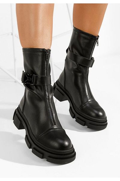 B T Shoes Ghete dama piele Ferola V2 negre