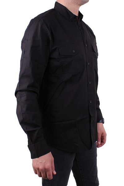 DAGOSTER DMG23-118783 Мъжка риза с дълъг ръкав, черна, от поплин, ежедневна, стандартна кройка