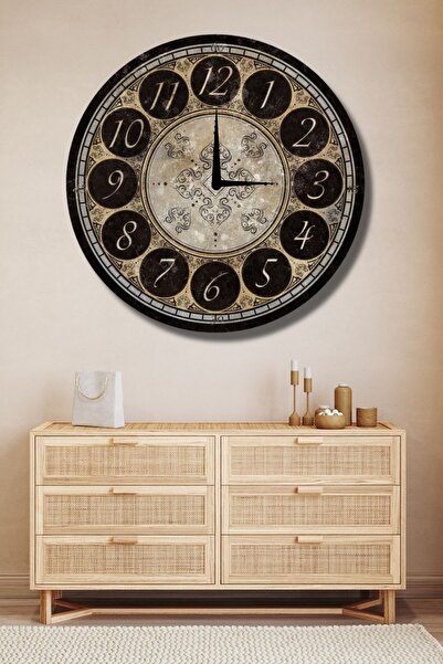 Nod Büyük Boy Ahşap Dekoratif Duvar Saati Ev Salon için Yuvarlak Modern Sessi...