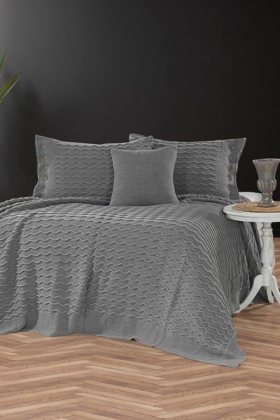 coton doux Tulip Knitwear Bedding Set 240 X 260 (Anthracite)