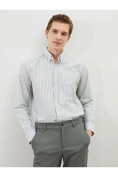 LC Waikiki Ανδρικό ριγέ μακρυμάνικο πουκάμισο LCWAIKIKI Classic Regular Fit