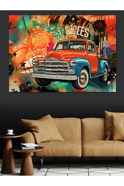 Tablomega Pânză Decorativă Retro Farm Cart - Lemn MDF