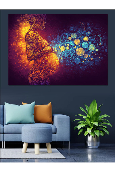 KanvasSepeti Femeie însărcinată și flori Pictură în ulei Texturată Pânză de î...