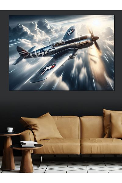 Tablomega Pânză decorativă pentru avion de luptă zburător - Lemn MDF