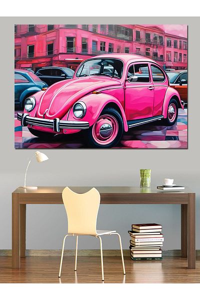 Tablomega Διακοσμητικός καμβάς αυτοκινήτου Pink Turtle - Ξύλινη επιφάνεια MDF