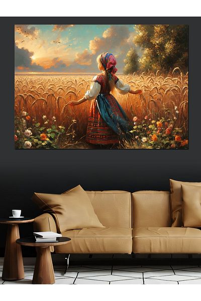 Tablomega Fata in Cultură de Grâu Pânză Decorativă - Lemn MDF Pictură