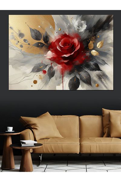 Tablomega Pânză decorativă abstractă Red Rose - Lemn MDF