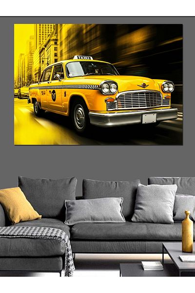 Tablomega Pânză decorativă Taxi Galben - Lemn MDF