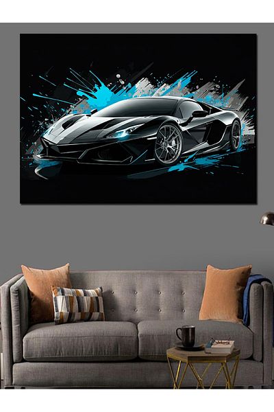 Tablomega Pânză decorativă futuristă pentru mașină sport - pictură din lemn MDF