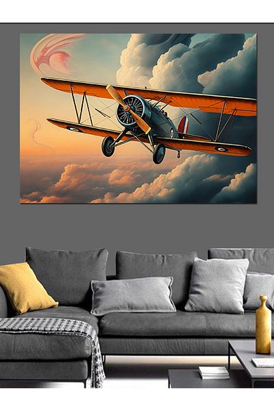Tablomega Pânză decorativă cu avion vechi - Lemn MDF