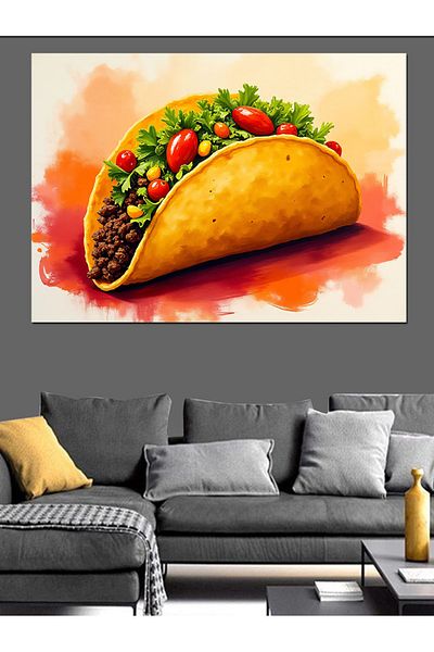 Tablomega Ilustrație Taco Colorată Pânză Decorativă - Lemn MDF Pictură
