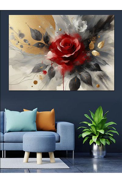 Tablomega Pânză decorativă abstractă Red Rose - Lemn MDF