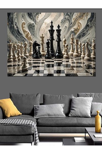 Tablomega Pânză decorativă tematică de șah - MDF din lemn