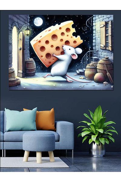 Tablomega Pânză decorativă Mouse care poartă brânză - MDF Lemn