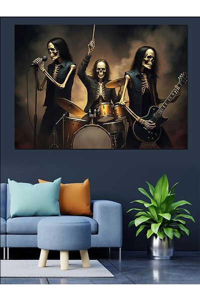 Tablomega Scena Fire Rock Band Canvas Decorativ - MDF Lemn Tabla