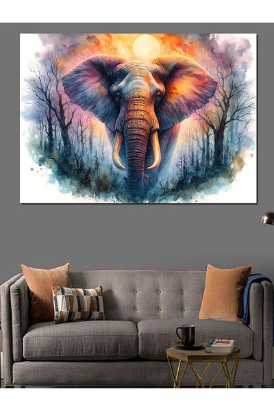Tablomega Pictură Decorativă Elefant Colorat - Pictură Lemn MDF