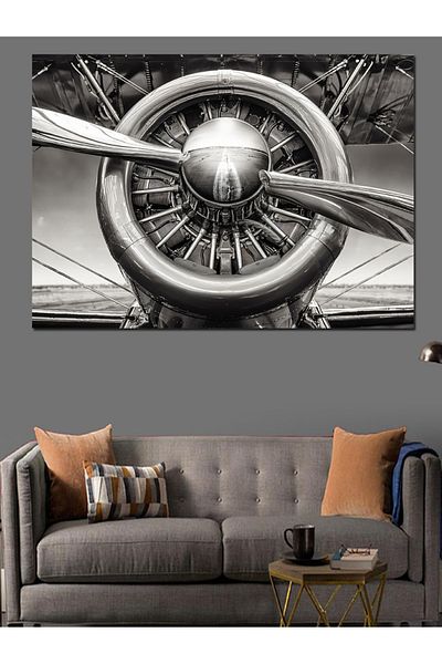 Tablomega Pânză decorativă cu avion retro - Lemn MDF