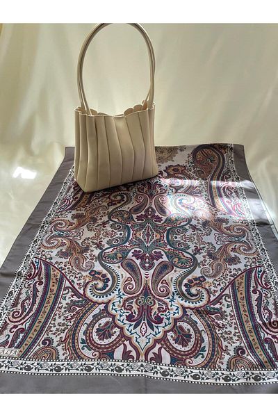 ALFA AKSESUAR 03 Retro Ethnic Pattern Soft Cotton Shawl Khaki Women