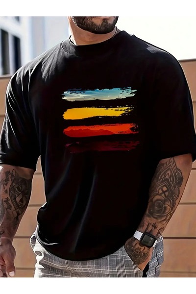 AZIZI TEKSTIL Ανδρικό μπλουζάκι με πολύχρωμο εμπριμέ στρογγυλό λαιμό, χαλαρό ...