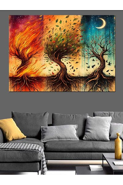 Tablomega Pânză decorativă 3 Sezoane Tree - Lemn MDF
