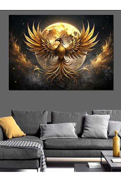 Tablomega Pânză Decorativă Lună Plină și Phoenix - Lemn MDF