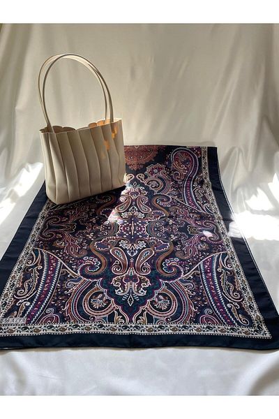 ALFA AKSESUAR 03 Retro Ethnic Pattern Soft Cotton Shawl Black Women